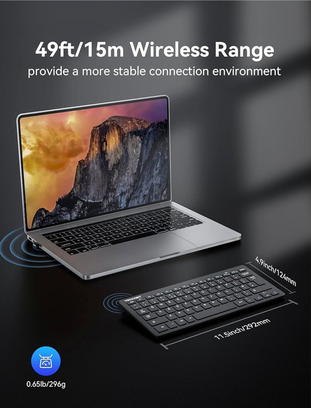 TECKNET 2.4G Wireless Keyboard For Windows/Chrome OS, UK Layout Compact Mini Keyboards, Small Silent Whisper-Quiet
