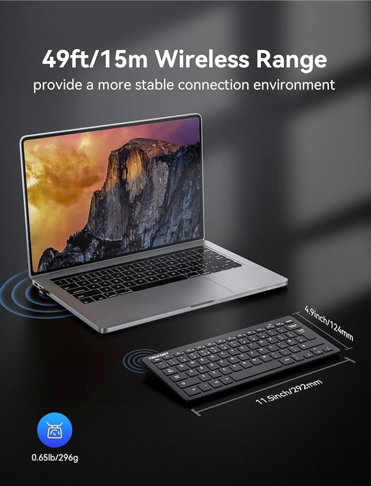 TECKNET 2.4G Wireless Keyboard For Windows/Chrome OS, UK Layout Compact Mini Keyboards, Small Silent Whisper-Quiet