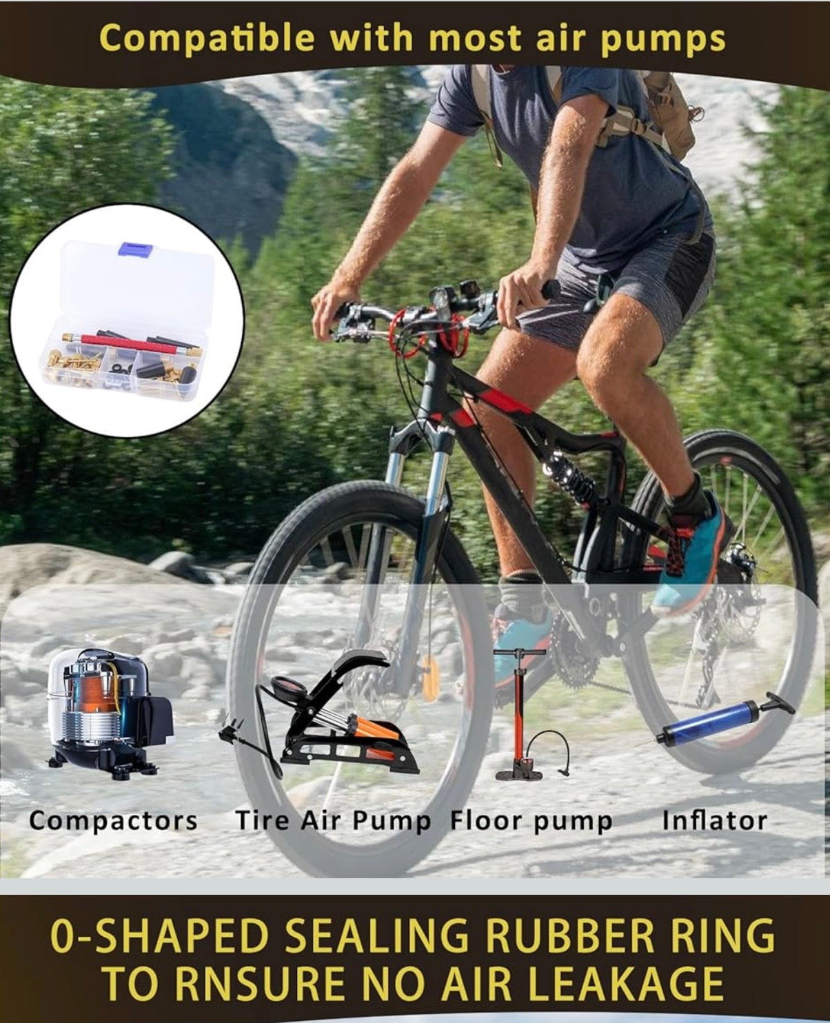 33Pcs Bike Pump Adapter Set, Bicycle Metal Valve Adapter Kit with Extension Pipe, for Balls/Bikes, DV SV AV Bicycle Air Pump Inflation Needle Nozzle Kit